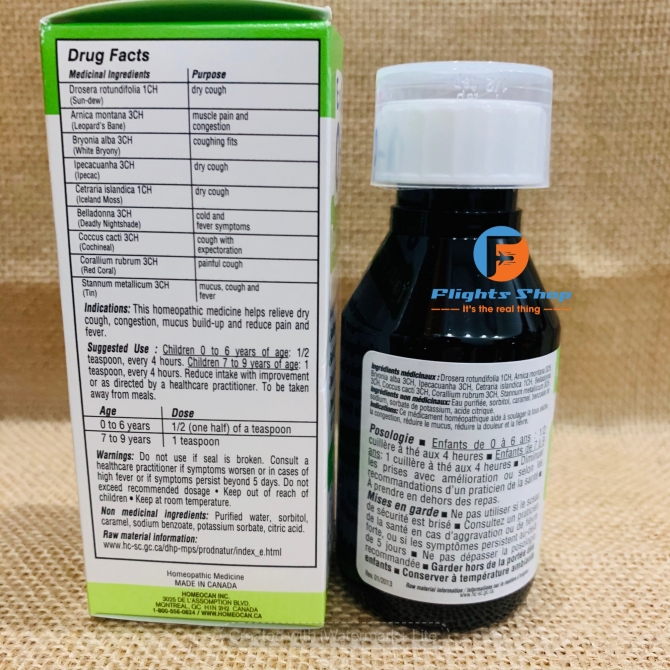 Siro trị ho, cảm sốt Kids 0-9 tuổi Infants, hàng Canada, chai 100ml