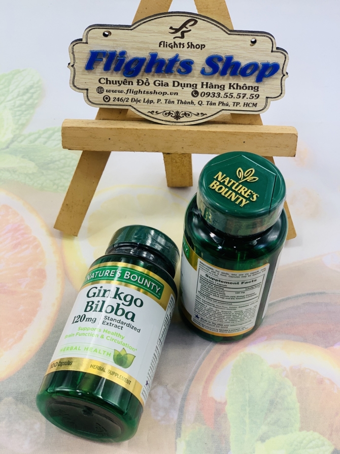 Viên uống bổ não, tăng cường trí nhớ Ginkgo Biloba Nature’s Bounty 120mg, hộp 100v, hàng Mỹ