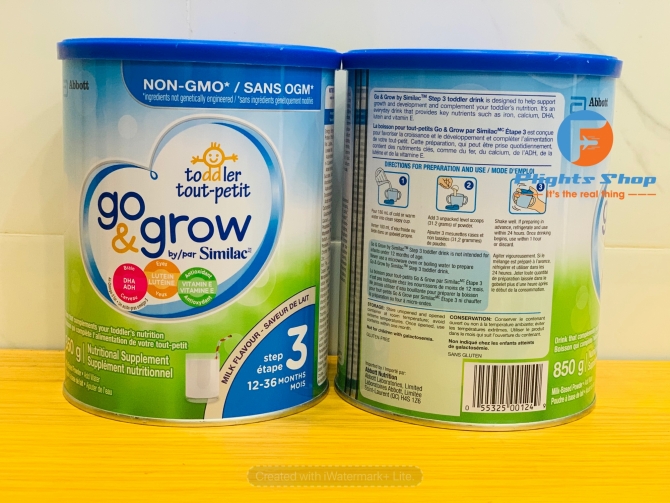 Similac Go&Grow Canada số 3 cho bé 1-3 tuổi, vị vani và milk, hộp 850gram