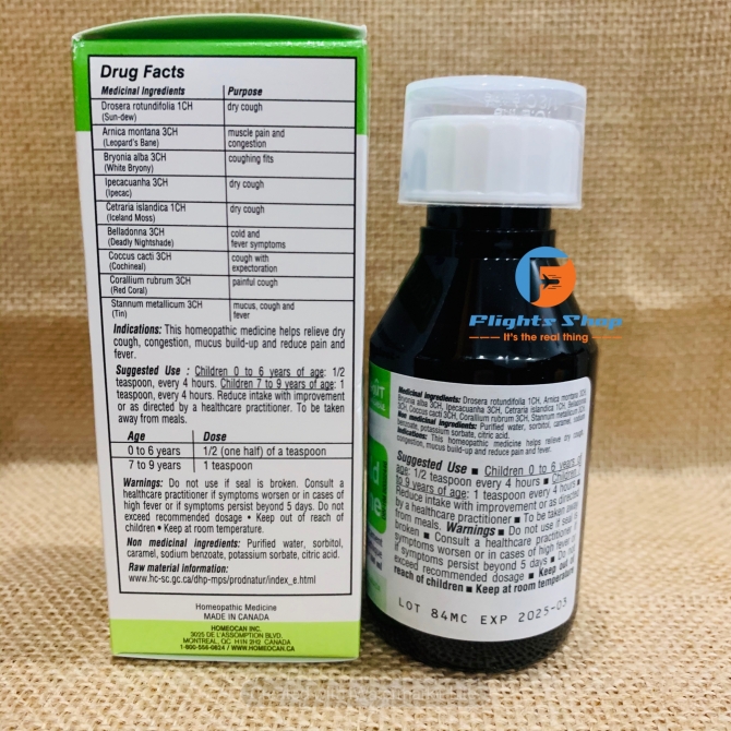 Siro trị ho, cảm sốt Kids 0-9 tuổi Infants, hàng Canada, chai 100ml