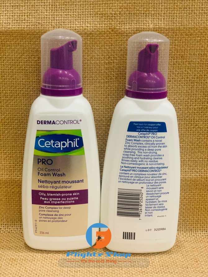 Sữa rửa mặt cho da dầu Cetaphil Pro DermaControl Oil Control Foam Wash 236ml, hàng Canada