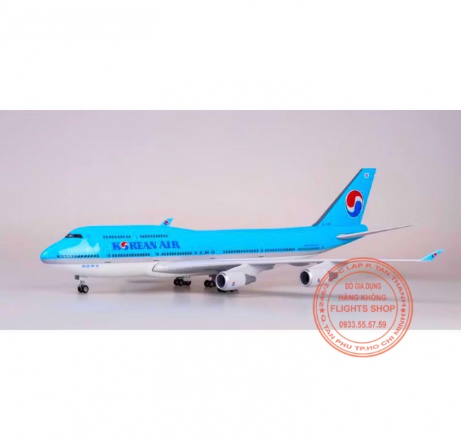 B747 Korean Air 47cm (có bánh xe + đèn LED)
