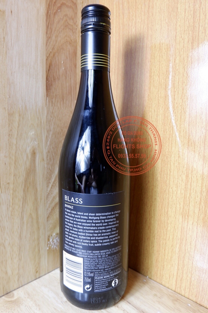 Vang đỏ Blass Shiraz 2016 Australia 750ml
