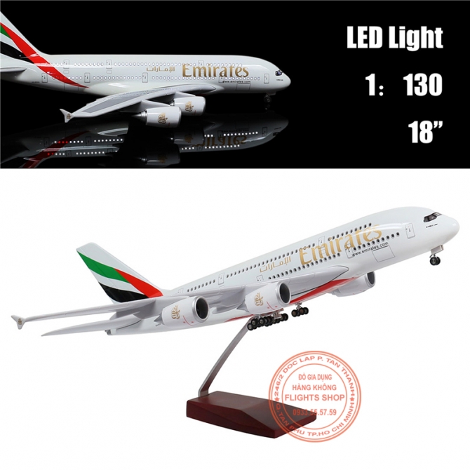 A380 Emirates 47cm (có bánh xe + đèn LED)