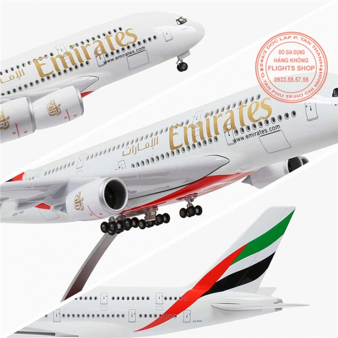 A380 Emirates 47cm (có bánh xe + đèn LED)